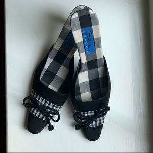 Blue Dragon Black and White Kitten Heel